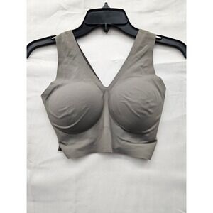 True & Co True Everybody V-Neck Bralette Taupe Brown Seamless Bra TR16840 Size M